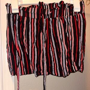 Ambiance Black, Red & White Striped Shorts